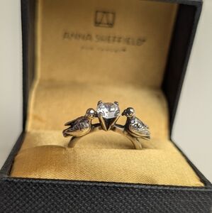 Anna Sheffield Sterling Silver Bird Ring with Clear Stone - Size 7